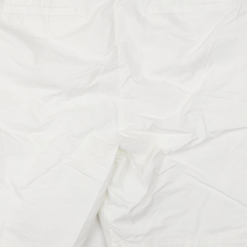 Marks and Spencer Womens White Cotton Chino Shorts Size 22 L11 in Regular Zip