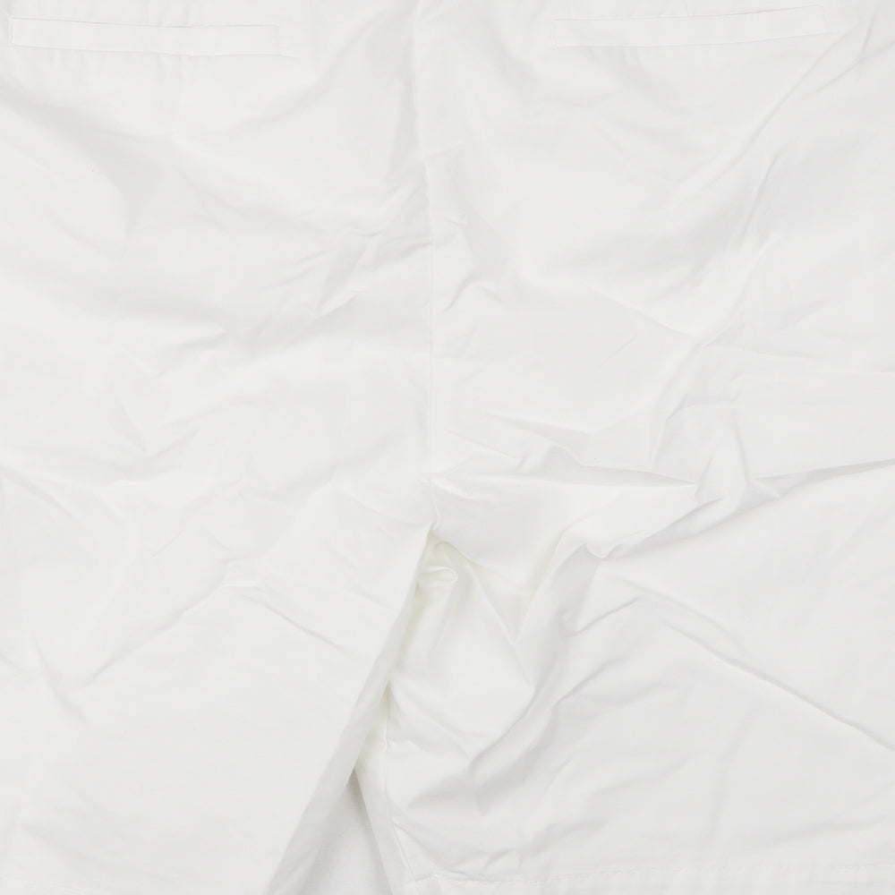 Marks and Spencer Womens White Cotton Chino Shorts Size 22 L11 in Regular Zip