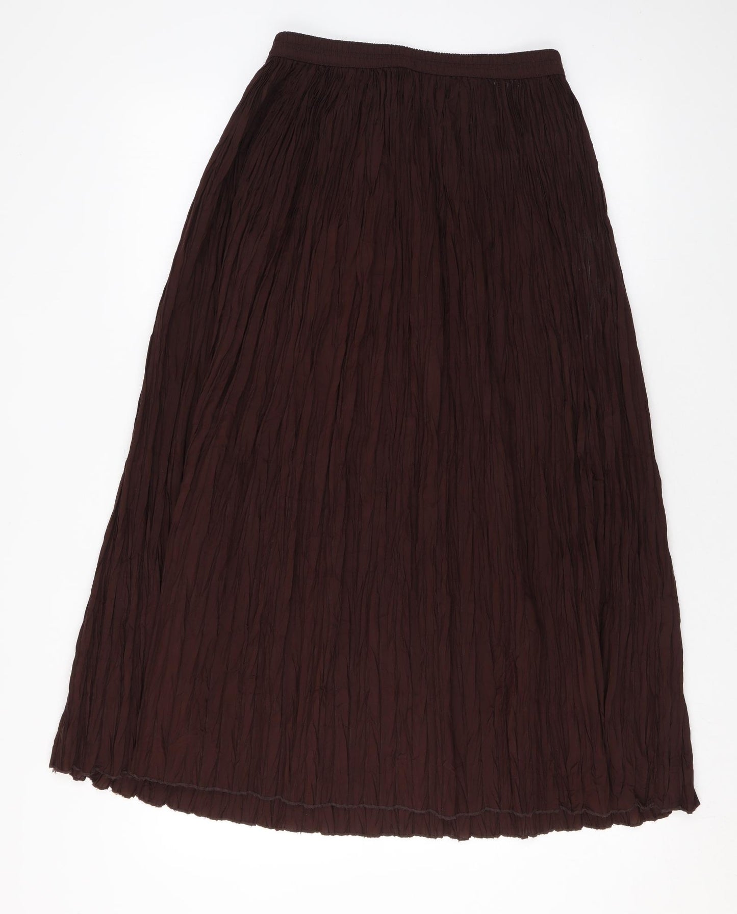 Marks and Spencer Womens Brown Polyester Pleated Skirt Size 8
