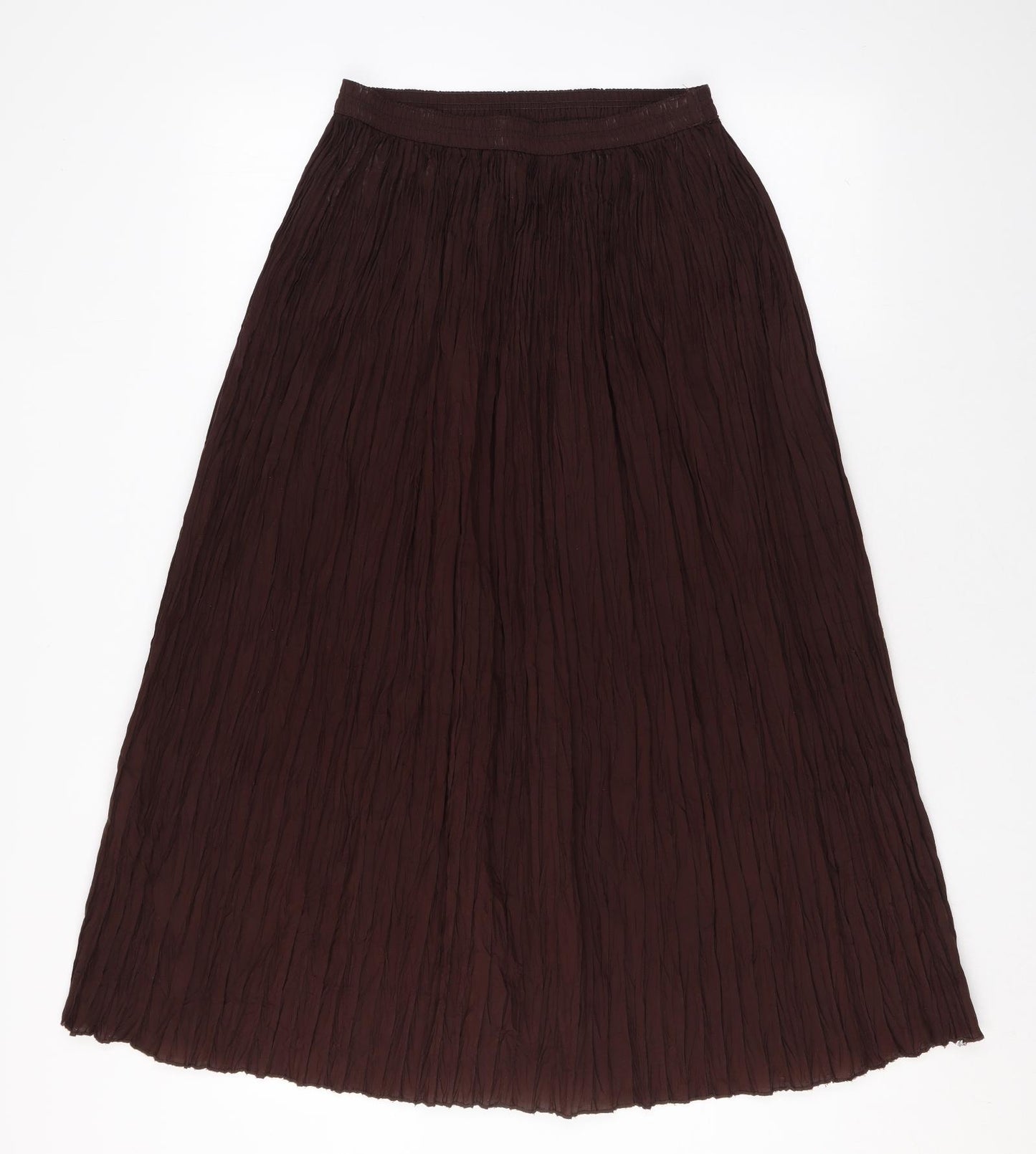 Marks and Spencer Womens Brown Polyester Pleated Skirt Size 8