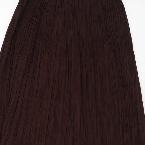 Marks and Spencer Womens Brown Polyester Pleated Skirt Size 8