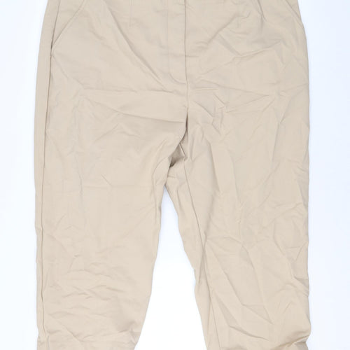 Marks and Spencer Womens Beige Cotton Capri Trousers Size 22 L20 in Regular Zip