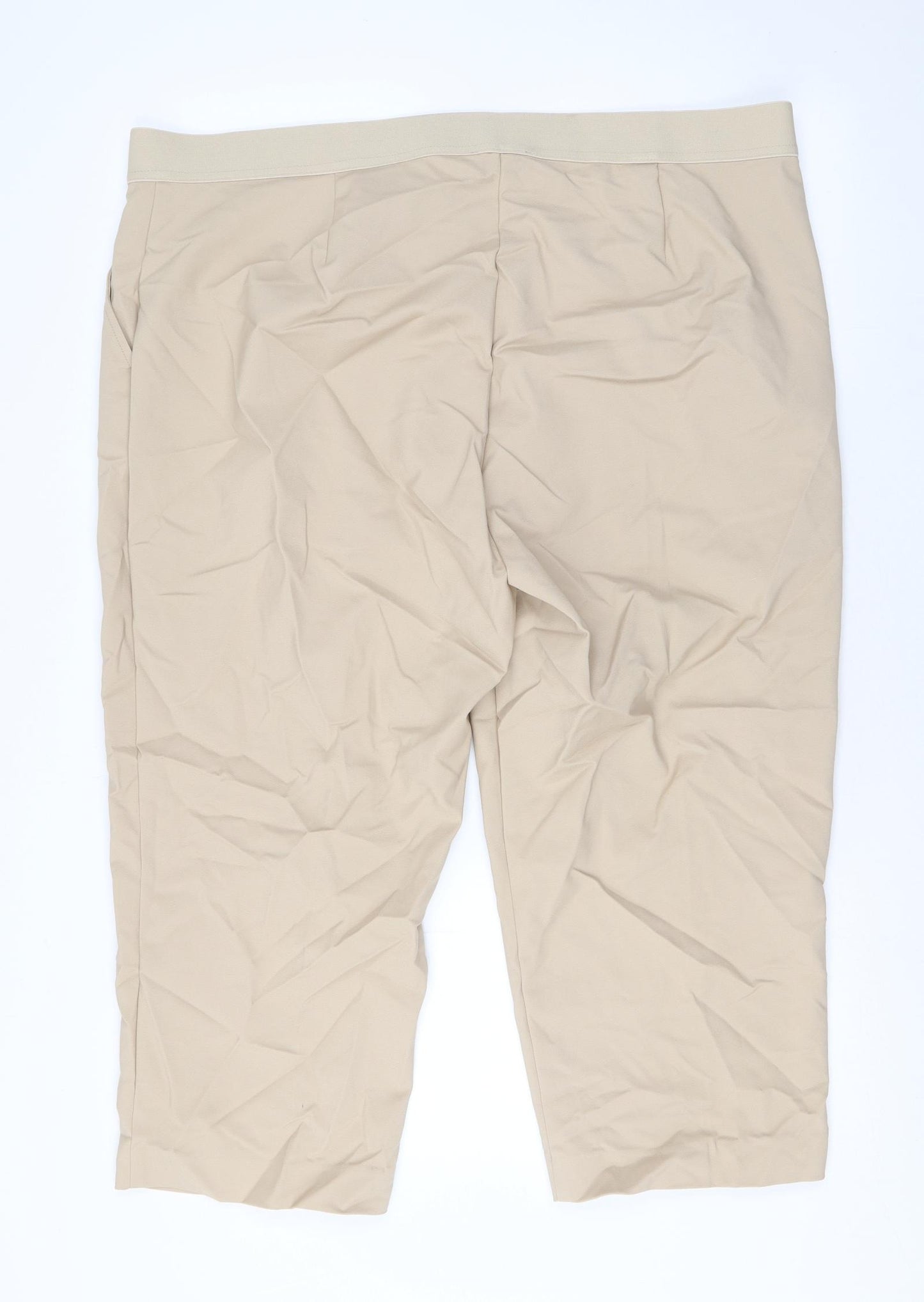 Marks and Spencer Womens Beige Cotton Capri Trousers Size 22 L20 in Regular Zip