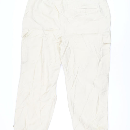 Marks and Spencer Womens Beige Modal Cargo Trousers Size 20 L28 in Regular Zip