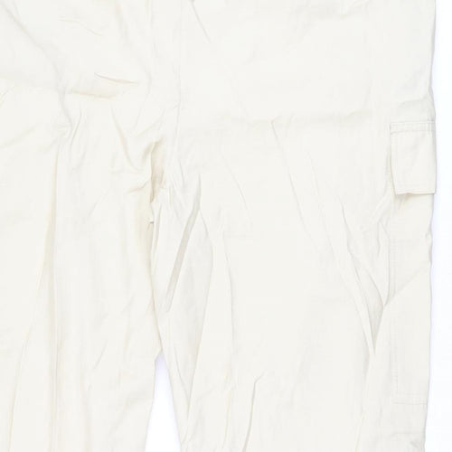Marks and Spencer Womens Beige Modal Cargo Trousers Size 20 L28 in Regular Zip