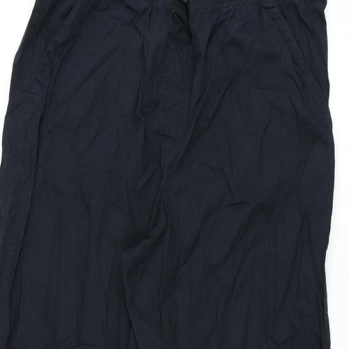 Marks and Spencer Womens Black Cotton Trousers Size 20 L29 in Regular Drawstring - Parachute Trousers