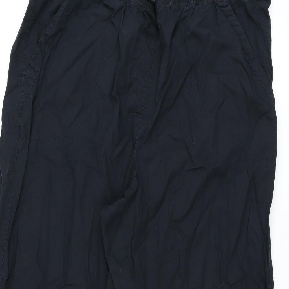 Marks and Spencer Womens Black Cotton Trousers Size 20 L29 in Regular Drawstring - Parachute Trousers