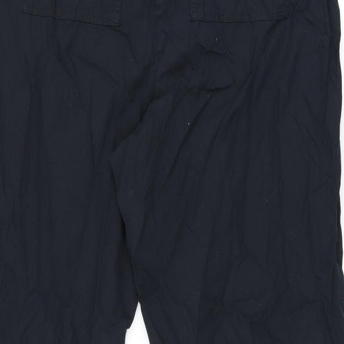 Marks and Spencer Womens Black Cotton Trousers Size 20 L29 in Regular Drawstring - Parachute Trousers
