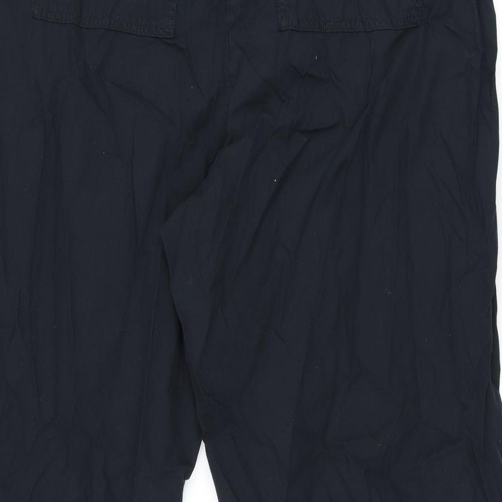 Marks and Spencer Womens Black Cotton Trousers Size 20 L29 in Regular Drawstring - Parachute Trousers