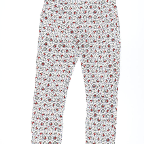 Marks and Spencer Womens Ivory Geometric Viscose Trousers Size 8 L29 in Regular