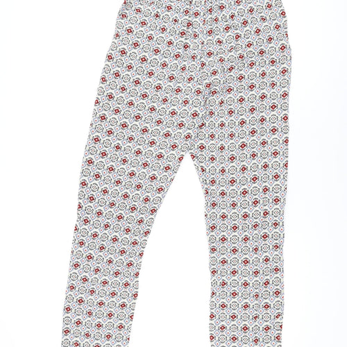 Marks and Spencer Womens Ivory Geometric Viscose Trousers Size 8 L29 in Regular