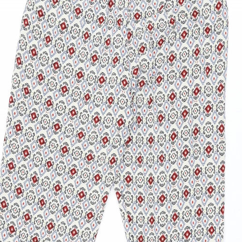 Marks and Spencer Womens Ivory Geometric Viscose Trousers Size 8 L29 in Regular