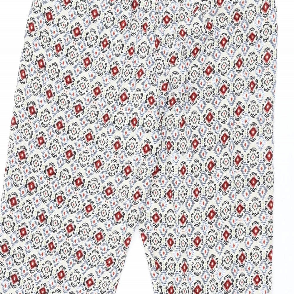 Marks and Spencer Womens Ivory Geometric Viscose Trousers Size 8 L29 in Regular