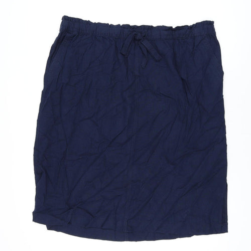 Marks and Spencer Womens Blue Linen A-Line Skirt Size 24 Drawstring