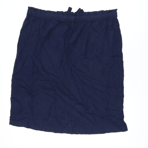 Marks and Spencer Womens Blue Linen A-Line Skirt Size 24 Drawstring