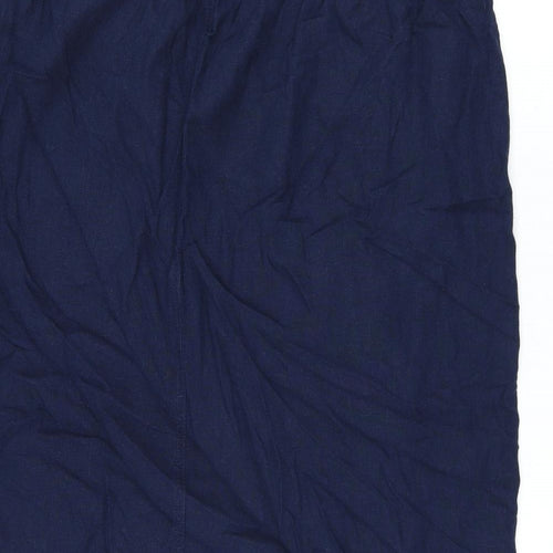 Marks and Spencer Womens Blue Linen A-Line Skirt Size 24 Drawstring
