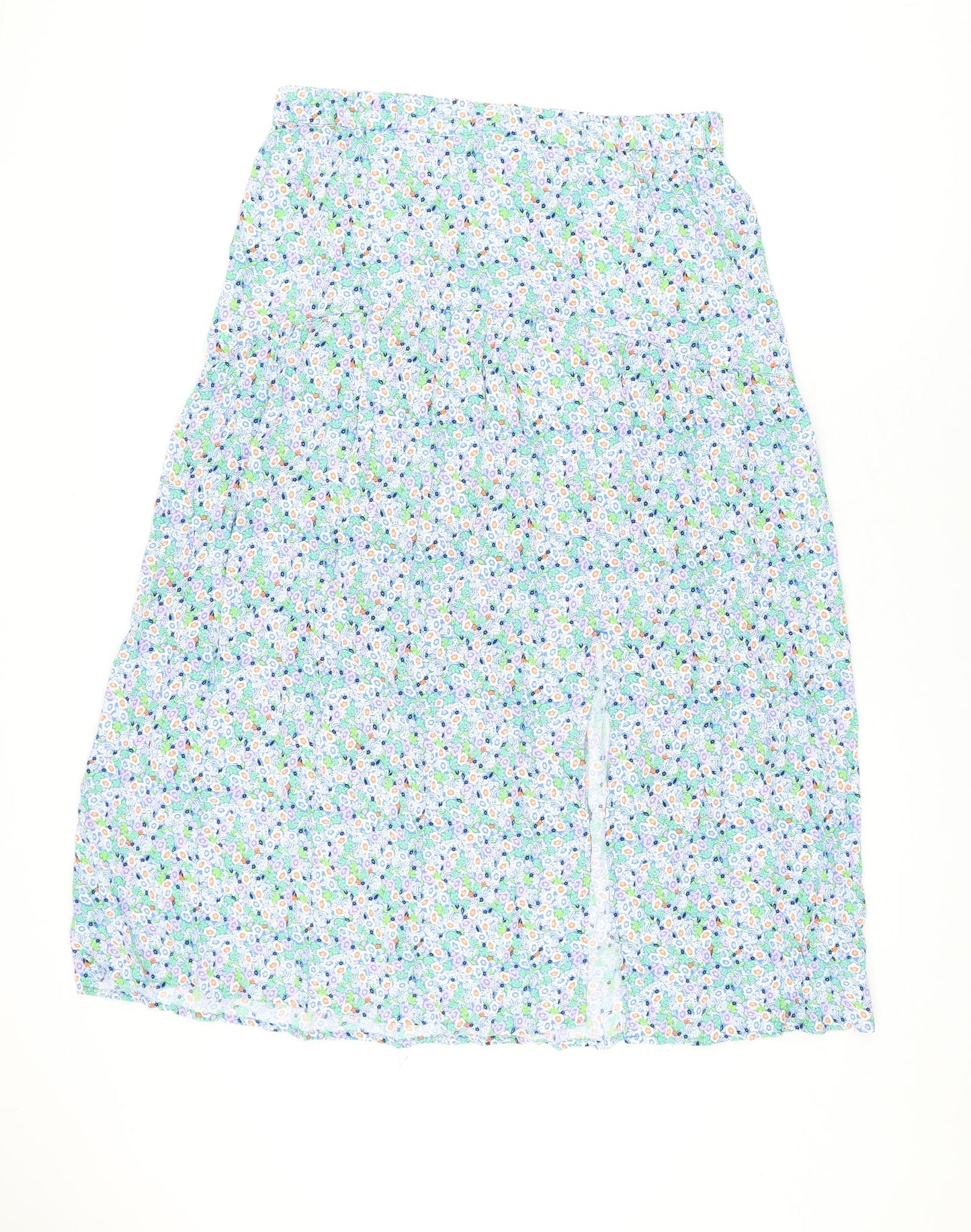 Marks and Spencer Womens Blue Floral Viscose Flare Skirt Size 14