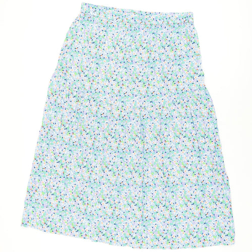 Marks and Spencer Womens Blue Floral Viscose Flare Skirt Size 14