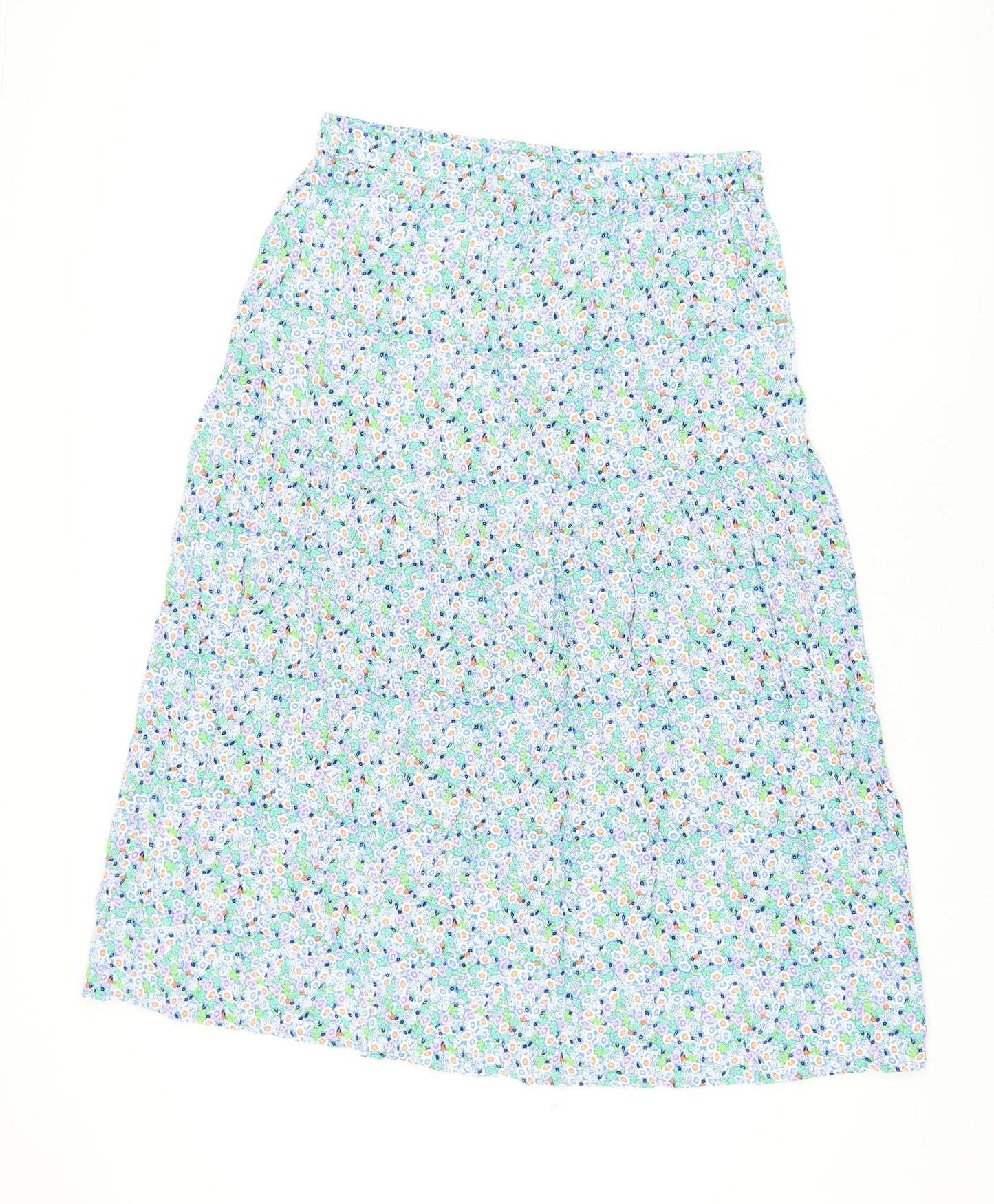 Marks and Spencer Womens Blue Floral Viscose Flare Skirt Size 14