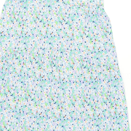 Marks and Spencer Womens Blue Floral Viscose Flare Skirt Size 14