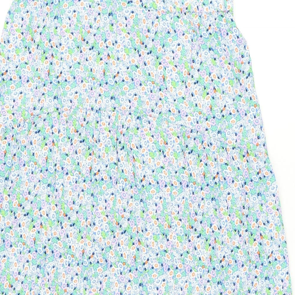 Marks and Spencer Womens Blue Floral Viscose Flare Skirt Size 14
