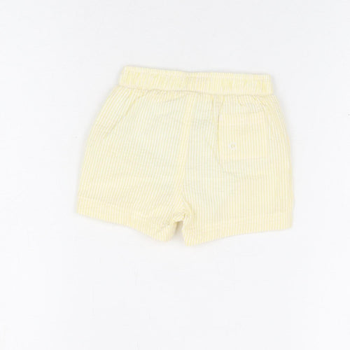 Marks and Spencer Boys Yellow Striped Cotton Shorts Outfit/Set Size 3-6 Months Drawstring - Swim Shorts