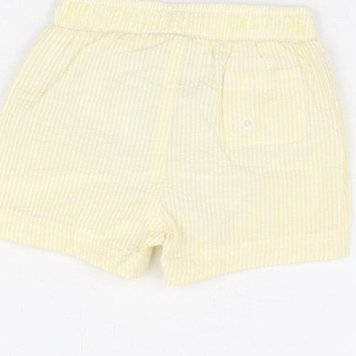Marks and Spencer Boys Yellow Striped Cotton Shorts Outfit/Set Size 3-6 Months Drawstring - Swim Shorts