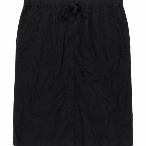 Marks and Spencer Womens Black Linen A-Line Skirt Size 24 Drawstring