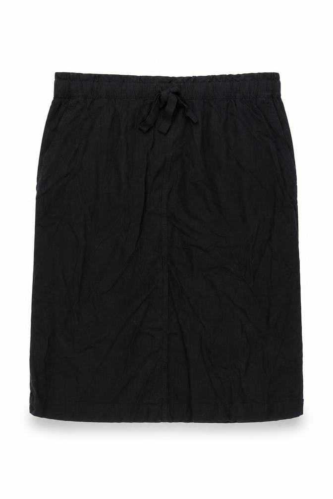 Marks and Spencer Womens Black Linen A-Line Skirt Size 24 Drawstring