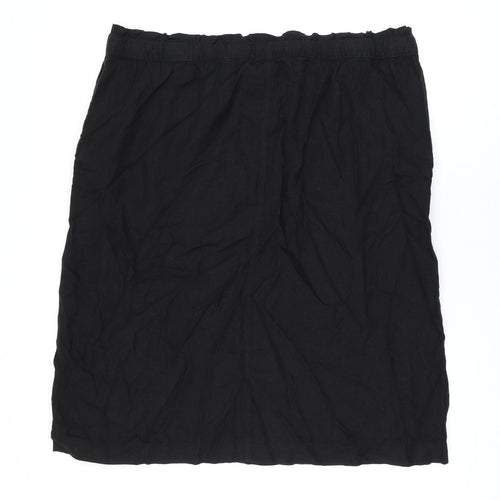 Marks and Spencer Womens Black Linen A-Line Skirt Size 24 Drawstring