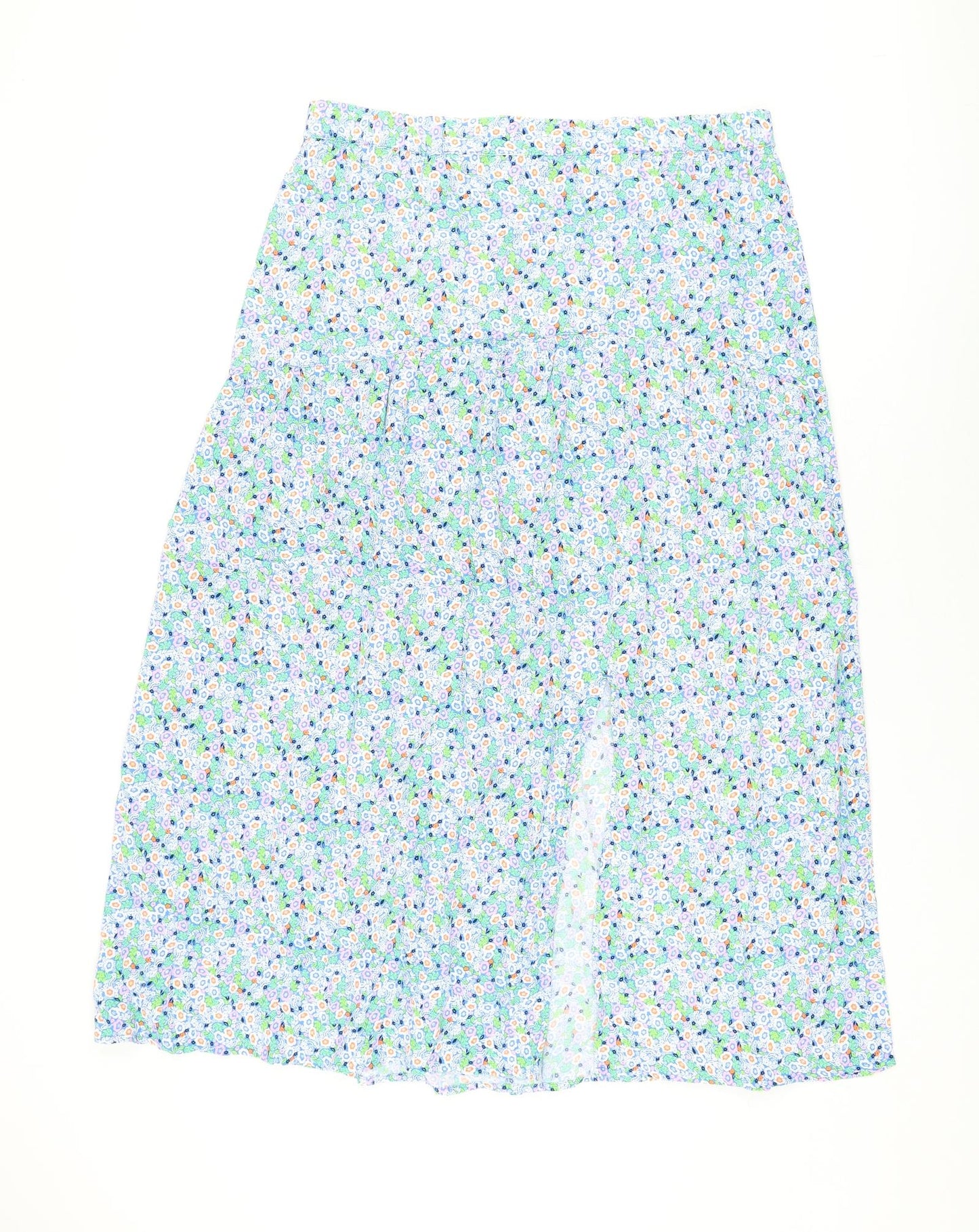 Marks and Spencer Womens Blue Floral Viscose Flare Skirt Size 16