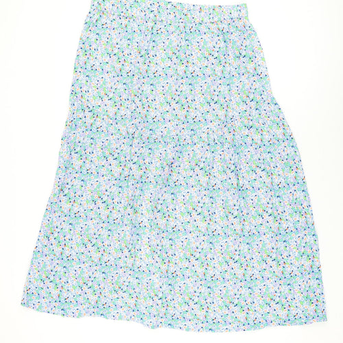 Marks and Spencer Womens Blue Floral Viscose Flare Skirt Size 16