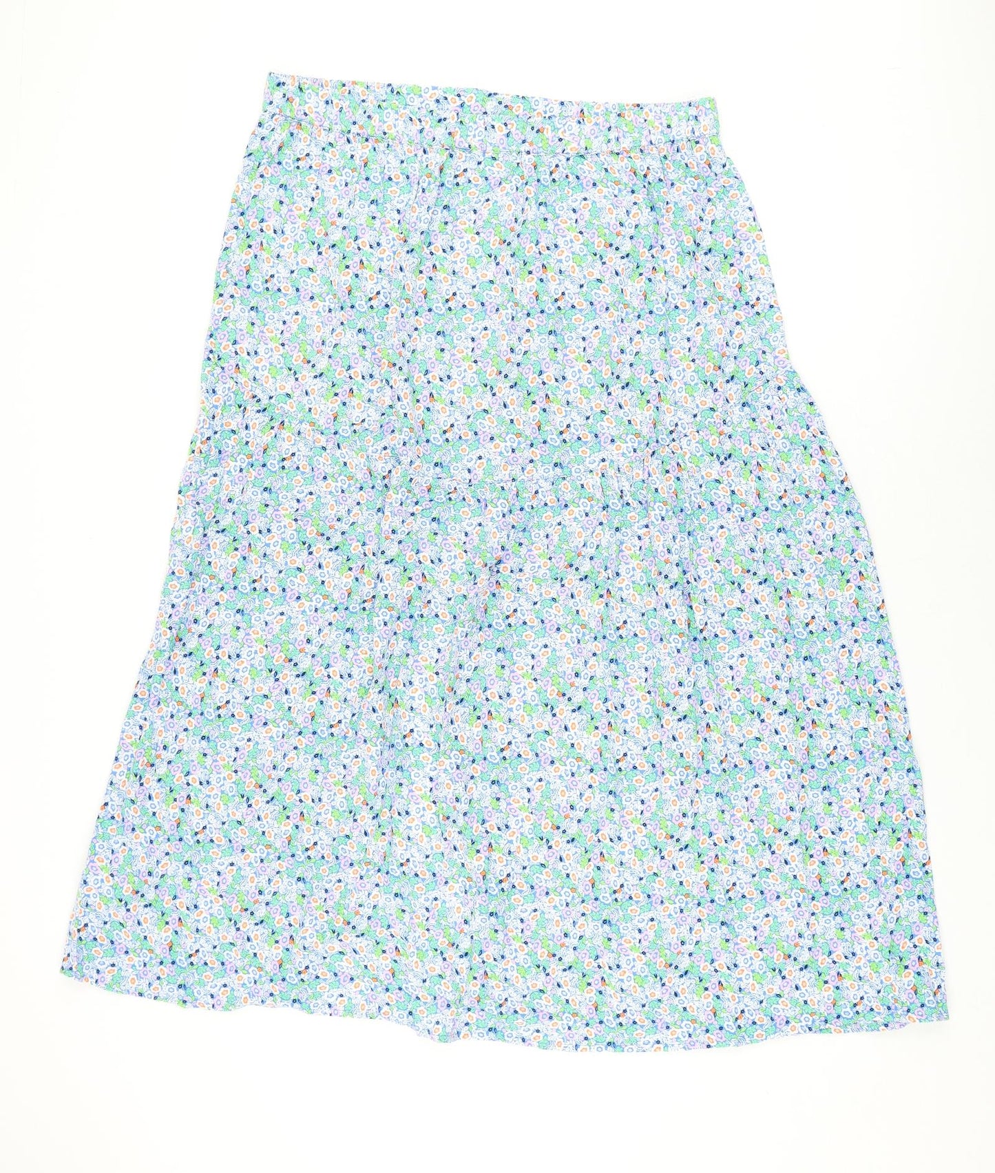 Marks and Spencer Womens Blue Floral Viscose Flare Skirt Size 16