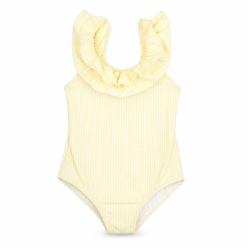 Marks and Spencer Girls Yellow Striped Polyester Unitard One-Piece Size 12-18 Months Pullover - Swimming Costume