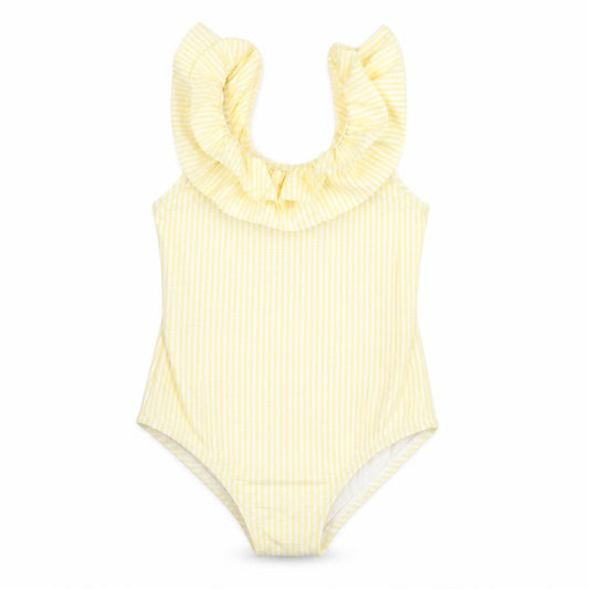 Marks and Spencer Girls Yellow Striped Polyester Unitard One-Piece Size 12-18 Months Pullover - Swimming Costume