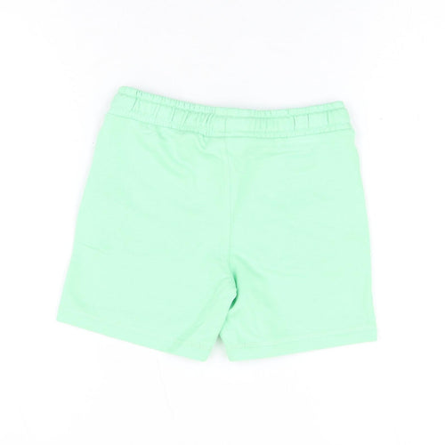 Marks and Spencer Boys Green Cotton Sweat Shorts Size 5-6 Years Regular Drawstring