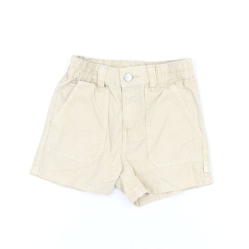 Marks and Spencer Girls Beige Cotton Bermuda Shorts Size 7-8 Years Regular Zip