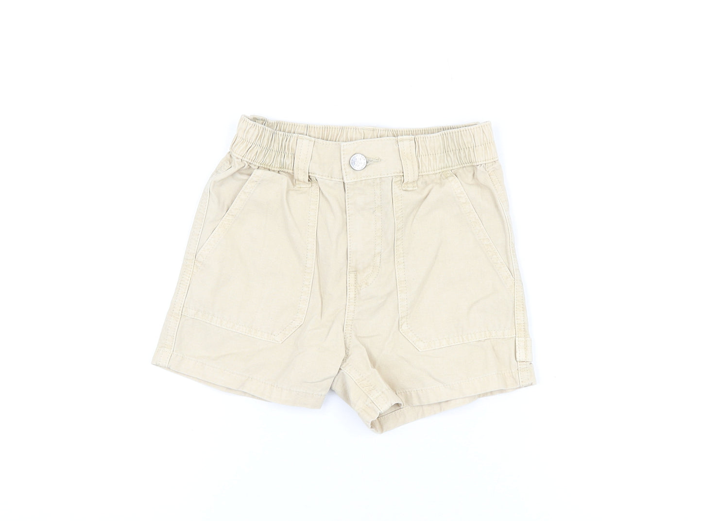 Marks and Spencer Girls Beige Cotton Bermuda Shorts Size 7-8 Years Regular Zip