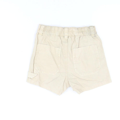 Marks and Spencer Girls Beige Cotton Bermuda Shorts Size 7-8 Years Regular Zip