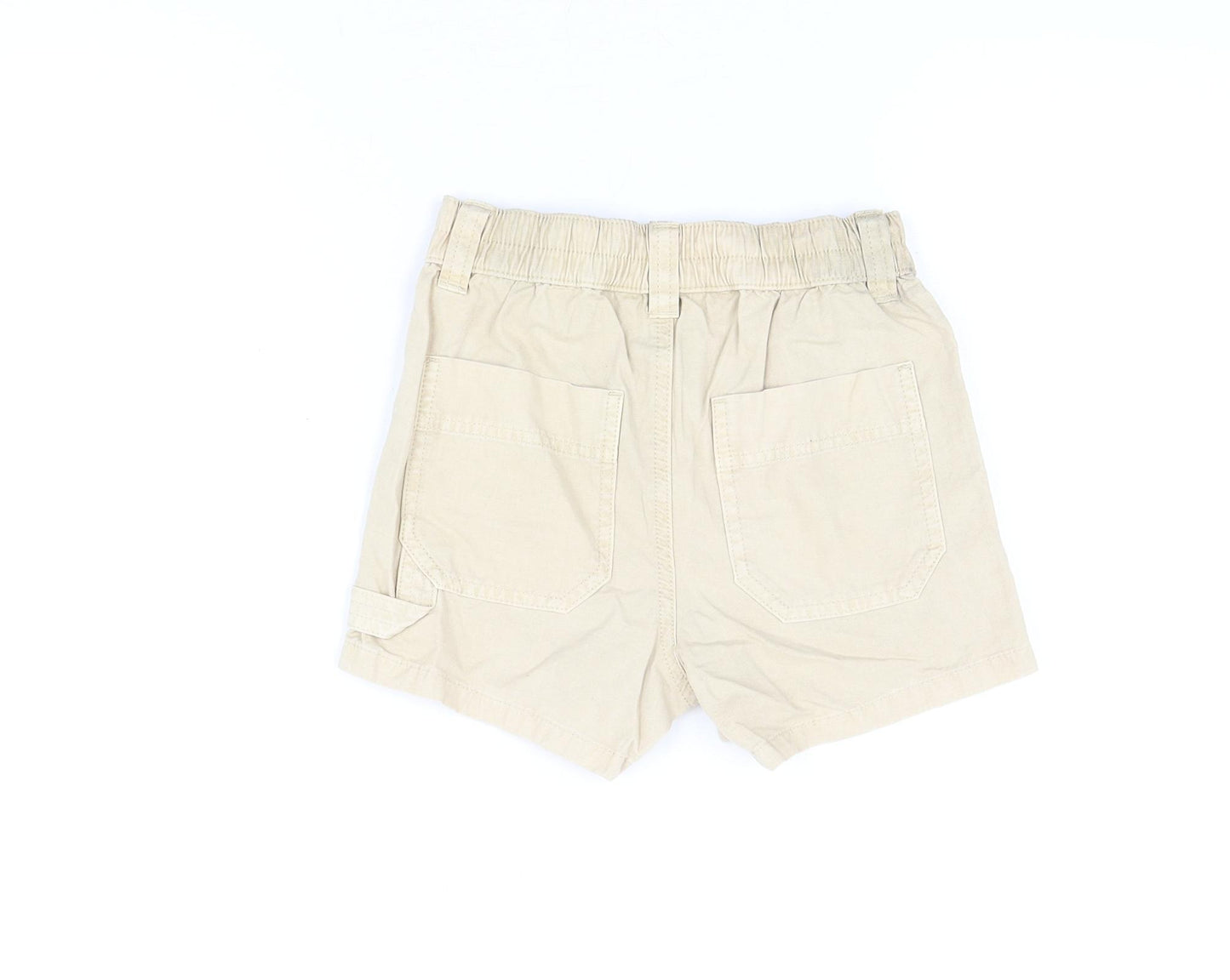 Marks and Spencer Girls Beige Cotton Bermuda Shorts Size 7-8 Years Regular Zip