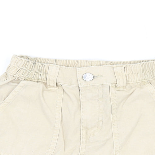 Marks and Spencer Girls Beige Cotton Bermuda Shorts Size 7-8 Years Regular Zip