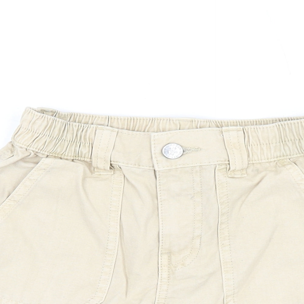 Marks and Spencer Girls Beige Cotton Bermuda Shorts Size 7-8 Years Regular Zip