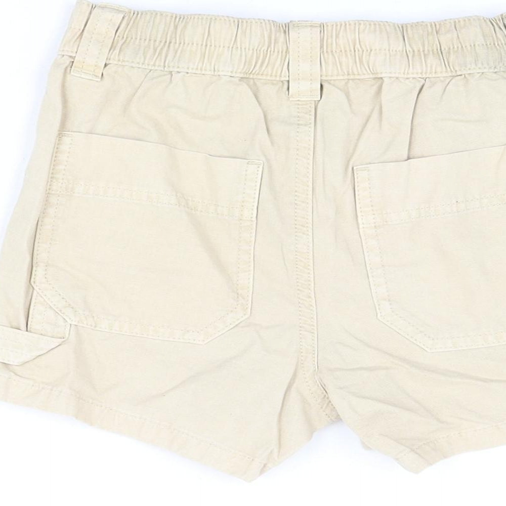 Marks and Spencer Girls Beige Cotton Bermuda Shorts Size 7-8 Years Regular Zip