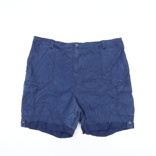 Marks and Spencer Womens Blue Lyocell Cargo Shorts Size 22 L7 in Regular Zip