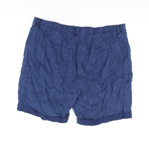 Marks and Spencer Womens Blue Lyocell Cargo Shorts Size 22 L7 in Regular Zip