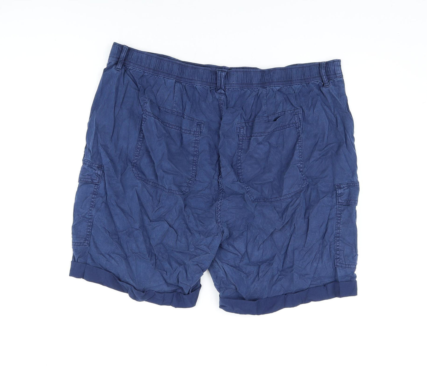 Marks and Spencer Womens Blue Lyocell Cargo Shorts Size 22 L7 in Regular Zip