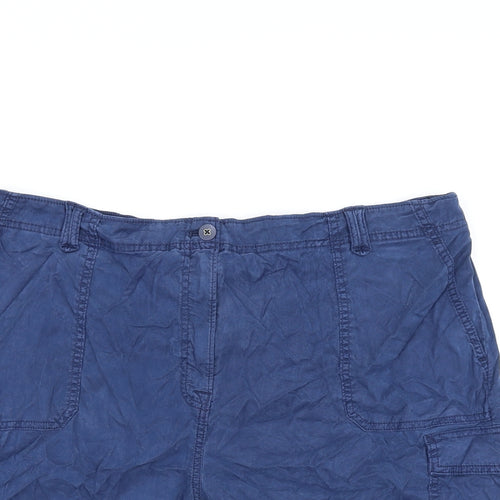 Marks and Spencer Womens Blue Lyocell Cargo Shorts Size 22 L7 in Regular Zip