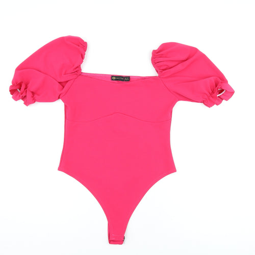 I SAW IT FIRST Womens Pink Polyester Bodysuit One-Piece Size 12 Snap