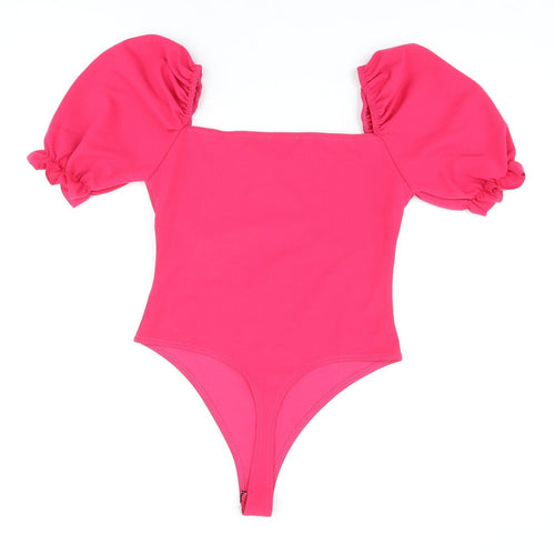 I SAW IT FIRST Womens Pink Polyester Bodysuit One-Piece Size 12 Snap