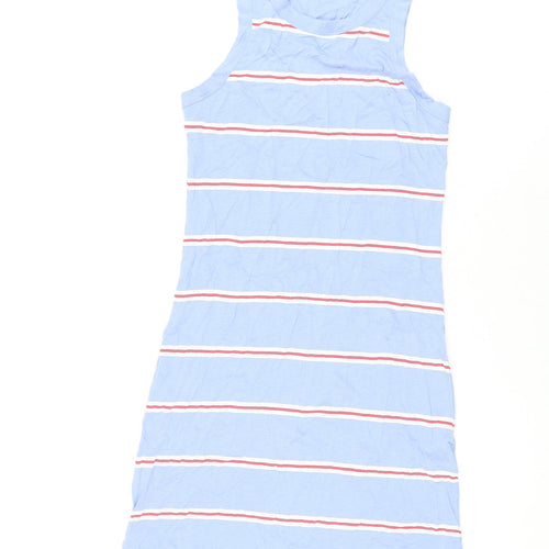 Marks and Spencer Womens Blue Striped Cotton Mini Size S Round Neck Pullover